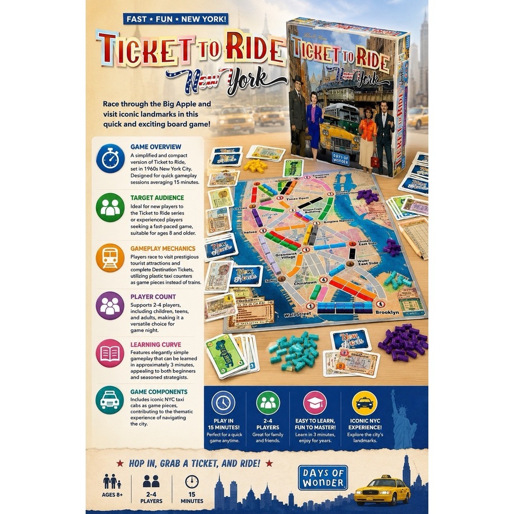 Ticket To Ride New York - Days of Wonder - Board Game - New & Sealed